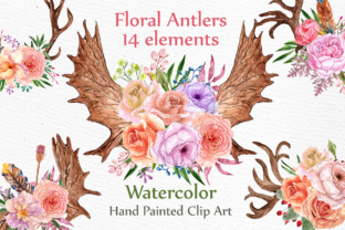 14 Floral Hand Painted Antlers Illustrations Review