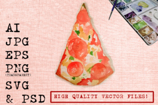 A Slice of Pizza Watercolors Illustrations