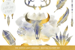 Boho Ethnic Prairie Clipart Set & Illustrations