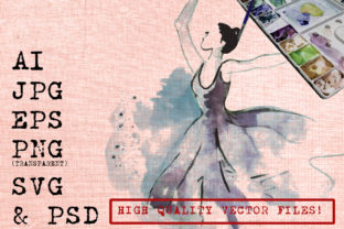 Dancing in Violet Dress: Vibrant Illustrations