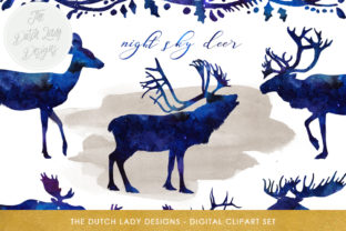 Deer, Reindeer & Moose Night Sky Illustrations