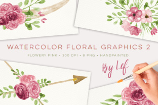 Floral Romantic Graphics Set with Wreaths and Horns Illustrations