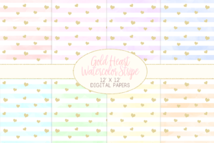 Gold Heart Watercolor Stripe Pattern Review