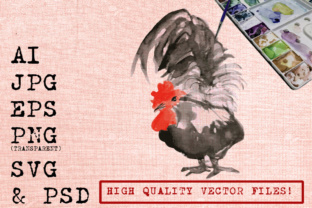 Javanese Rooster Watercolors & Illustrations