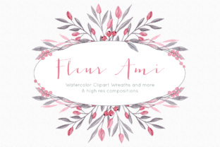 Pink Floral Wreath Clipart & Illustrations