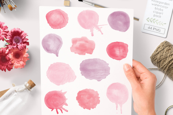 Pink Watercolour Blobs & Decorative Elements