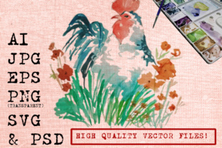 Roosters Watercolors: Fresh Illustrations