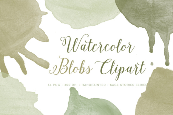 Sage Green Watercolour Clip Art & Decorative Elements