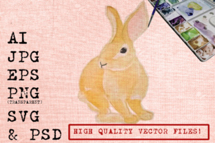 Simple Yellow Rabbit Watercolors Illustrations