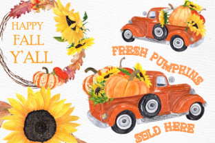 Truck with Pumpkins Clipart & Illustrations
