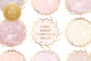 Watercolor Circle Floral Border Clipart for Crafts