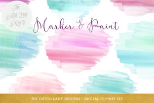 Watercolor Felt Tip Marker - Paint Clipart Set for Crafts